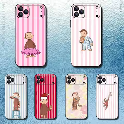 Curious G-George Monkey Phone Case For iPhone 17,16,15,14,13,12,11 ,Pro Max,XS,X,XR,SE,Mini,8,7,Soft
