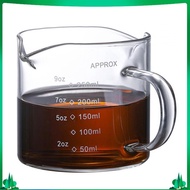 [Isuwaxa] Espresso Measuring Glass Jug Cup Clear Glass Pitcher Double Spouts Anti Scald Handle Espresso Glass for Measure 250ml