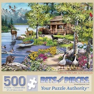 Bits and Pieces - 500 Piece Jigsaw Puzzle for Adults 18" x 24" - Cabin by The Lake - 500 pc Lake Mou