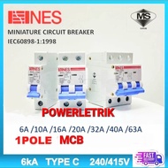 READY STOCK☀ ONE YEAR WARRANTY☀ORIGINAL NES 1POLE  MCB 6A 10A 16A 20A 32A MINITURE CIRCUIT BREAKERS 