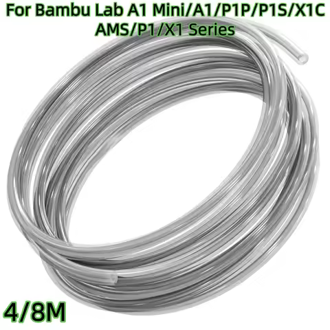 4/8M 3D Printer PTFE Tube For Bambu Lab P1P/X1C/P1S/AMS/A1 mini Series PTFE Tube 1.75/2.5mm OD4mm Ba