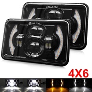 Super Bright 4x6" Inch LED Headlights Hi/Lo Beam with White Amber DRL for H4651 H4652 H4656 H4666 Ca