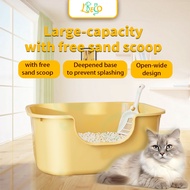 LDECO Open Cat Litter Box with Scoop | Jumbo Size, Easy Clean & Large Entry | for All Cats & Kittens