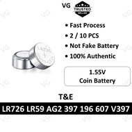 [100% ORIGINAL] T&E LR726 AG2 396 LR59 SR726SW SR59 196 536 V396 coin cell watch battery 1.55V butto