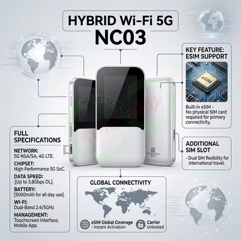 unlocked HYBRID 5G NC03 esim SIM 5G wifi7 router mifi wifi 6 X72 with sim card slot Mobile Portable 