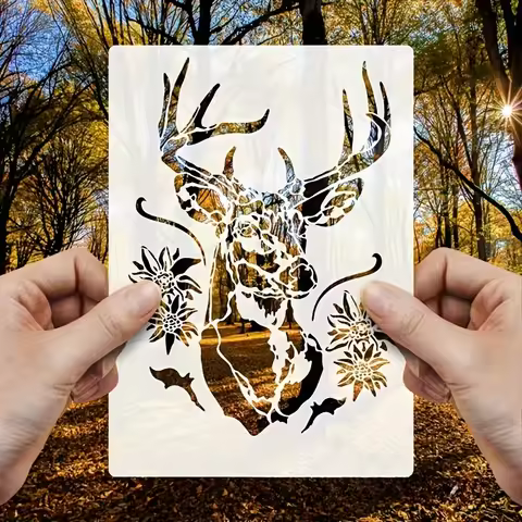 1PC A4 Deer Head Stencil Template for DIY Painting, Wood Burning, Wall Art, Fabric, Scrapbooking, Ru