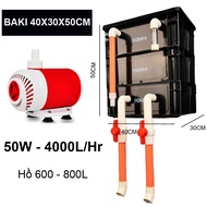 Baki Fish Tank Filter Combo 40x30x50cm & Baoyu BY-105 4000L/H Pump for 600-800L Tank