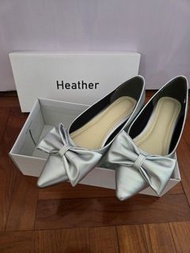 Heather  銀色蝴蝶結平底鞋