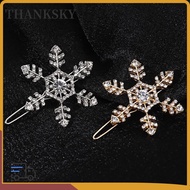 THANKSKY Snowflake Hair Clips, Elegant Snowflake Shape Crystal Hairpin, Glamorous Sparkling Gold/Sil