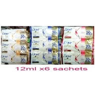 Dove Shampoo  sold per half dozen (6 sachets)