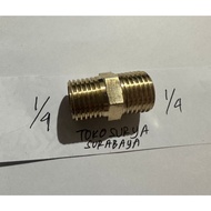 DN 1/4" Kuningan - double niple 1/4" kuningan Dobel Nepel M 1/4 x M 1/4 Double naple 0.25 x 0.25 Inc