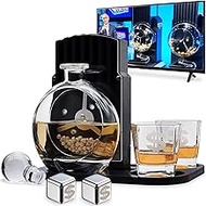 Lottery Whiskey Decanter Set with Number Picker Win Mega Millons & Powerball, Tray, 2 Chiller & 8.5o