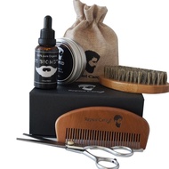 Scissors Beard Beard Oil Beard Wax Brush Cream Beard Double-Sided Comb Oil Set Beard Men's Comb Bear