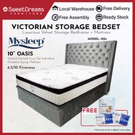 Victorian Bed Frame 1224 | Frame + 10" Spring Mattress Bundle Package | Single/ Super Single/Queen/King Storage Bed | Divan Bed