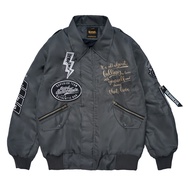 Salvio Hexia Jacket Flight Pilot Jaket Vintage Casual Hitam Bordir Superior