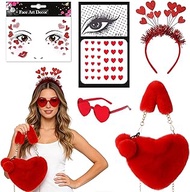 Hpbaggy Amor Women's Costume, Handbag, Heart Shaped Glasses, Heart-Shaped Headband, Heart-Shaped Fac