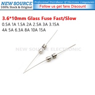 [10pcs] 3.6*10mm Fast/Slow Blow Tube Fuses With Pin 0.5A 1A 1.5A 2A 2.5A 3A 3.15A 4A 5A 6.3A 8A 10A 