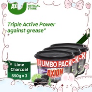 Axion Lime Charcoal Antibacterial Dishwashing Paste with Triple Active Power 550g Value Pack of 3