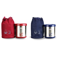 [Sanguang Brand] Fragrant Stainless Steel Insulation Pot Lunch Box 0.85L Blue/Red With Compartment S