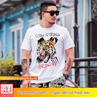 Men's white t-shirt with 3d tiger print - bigsize 5XL 6XL 7XL M3030