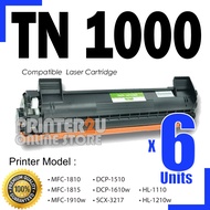 6x Compatible Laser Toner TN1000 For Brothe* HL-1110 DCP-1510 MFC-1810 MFC-1815 HL-1210W DCP-1610W H