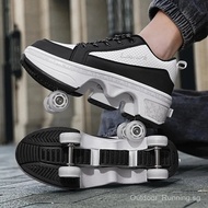 4 Wheel Retractable Wheels Roller Shoes for Boys Girls Dual Use Skate 2JWU