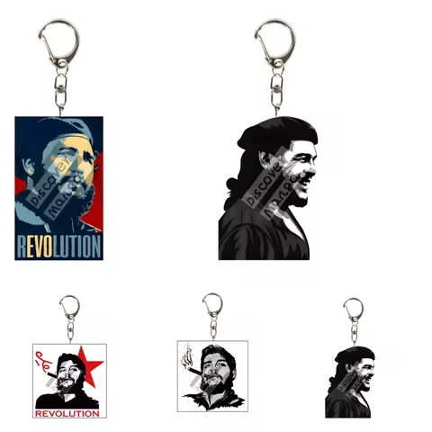 6cm Anime Cuba Hero Fidel Castro Acrylic Keychain Model Cosplay Charm Characters Ornament Accesorios