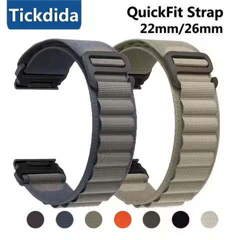 22mm 26mm Hook Loop Nylon Strap for Garmin Fenix 7 7X 6X Pro 5X Plus Epix Smart Watch Band for Garmi