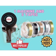 1PCS LABEL MAKER With 5 Roll Tapes For DYMO MOTEX CIDY 3D Label Maker Manual Embossing Printer Refil