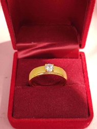 แหวนเศษทองคำแท้ พ่นทรายติดเพชร CZ หนัก 2 สลึงแหวนทอง แหวนทองชุบ แหวนทองไม่ลอกไม่ดำ