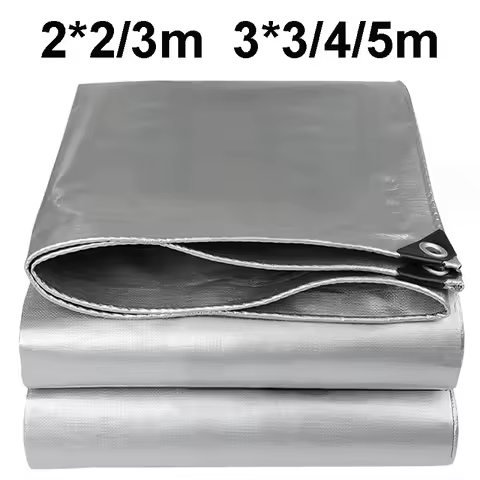 Anti-UV Waterproof Tarpaulin Silver Tarp Multipurpose 2x2m 2x3 3*3 3x4 3mx5 Awning Canopy Rain Cover
