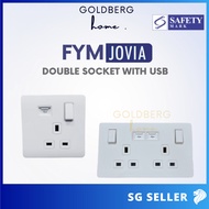 [SG seller] FYM Wall Double Power Socket Outlet 2X13A with USB Port (Black,White) | Goldberg Home