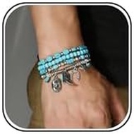 Turquoise Western Bracelets for Women Boho Beaded Vintage Stackable Cowboy Outfits Cowgirl Accessori