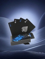 1入組塑料防水撲克牌，PVC撲克牌，藍白色桌遊創意個性不褪色卡牌，適用於家庭遊戲、派對、魔術表演等。