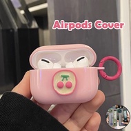 NC 3D Pink Cherry Apple Headset AirPods Case Compatible for AirPods Pro 2 AirPods 1 2 Protective Sil