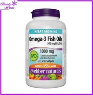 Webber Naturals - 三文魚、魚油 (1000 毫克) 210 粒軟膠囊 [平行進口] 此日期前最佳:2027年08月31日