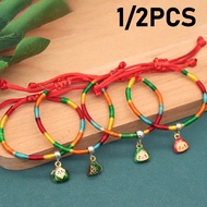 Adjustable Zongzi Charm Bracelet Exquisite Cute Colorful Rope Bracelet Pendent Chinese Style Wrist B
