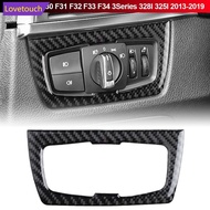 LOVETOUCH Carbon Fiber Auto Headlight Switch Frame Interior Cover Trim Accessories For BMW F30 F31 F