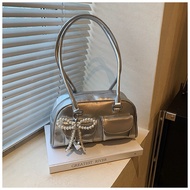 Taiwan Shipping Fashion Small Arc Shoulder Bag Underarm Silver Boutique