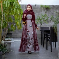 Baju Gamis Batik Wanita Terbaru Baju Tunangan Pesta Kombinasi Modern