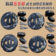 Samurai Knife Boutique Gilt Silver Japanese Equipment Squirrel Crane Pure Copper Samurai Set.Handle 