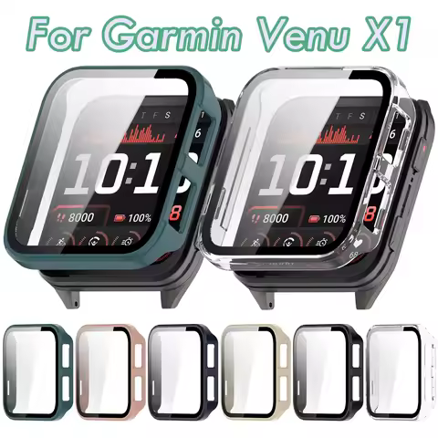 Glass Film + PC Case for Garmin Venu X1 All-around Bumper Anti-scratch Protective Cover + Screen Pro