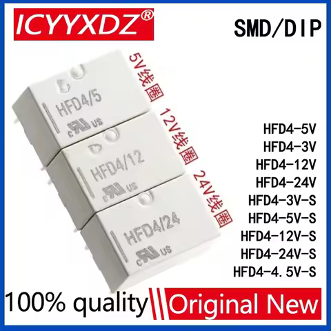 HFD4-5V relay 5Pcs/lot New relay HFD4-5V HFD4-3V HFD4-12V HFD4-24V HFD4-3V-S HFD4-4.5V-S HFD4-5V-S H