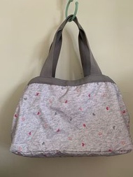 Lesportsac 刺繡 粉紅 心心