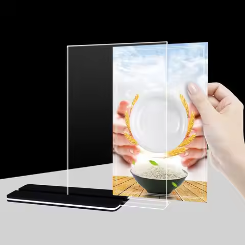 Acrylic Panel Wine Catalog Menu Display Stand Vertical A4 A5 A6 Table Card Sign Holder Double Sided 