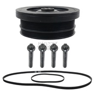 AP03 1*Crankshaft Pulley+4*Bolts+2*Belts for BMW 5er E60 E61 525 530 535d 7er E65 730d