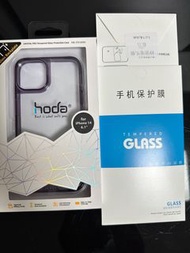 Iphone 14 Hoda晶石玻璃軍規防摔保護殼(透紫色)連鏡頭保護貼2套