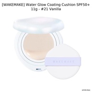 [WAKEMAKE] Water Glow Coating Cushion SPF50+ 11g - #21 Vanilla / Korean Cushion Foundation / Radiant
