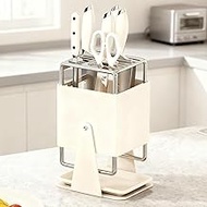 Universal Knife Block Holder Without Knives, with Slots for Scissors and Sharpening Rod, Knife Holde