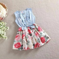 Floral Denim Baby Midi Dress / Beautiful Baby Kids Dres
